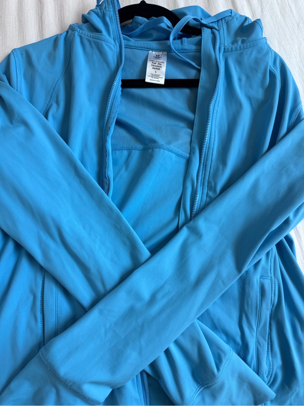 Light Blue Hooded Performance Jacket - members mark size L